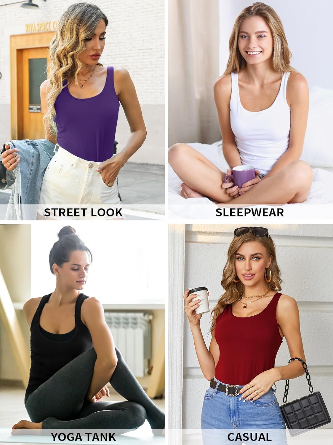 V FOR CITY Women's Cotton Racerback Shelf Bra Tank Top — image 8
