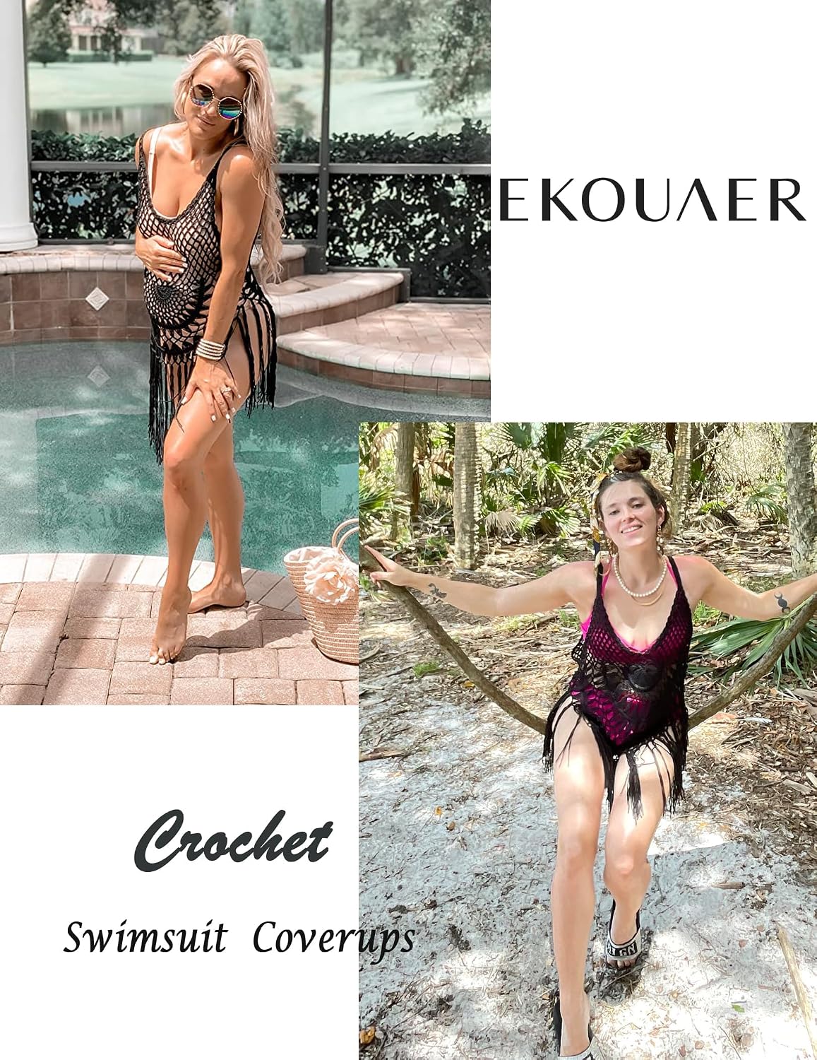 Ekouaer Crochet Tassel Swimsuit Cover Up — image 3