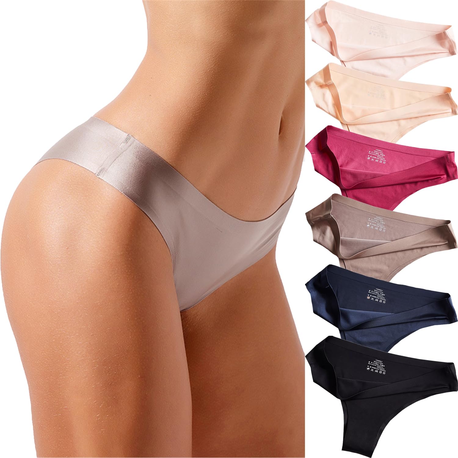 VISSAY Seamless No Show Cheeky Panties 6 Pack