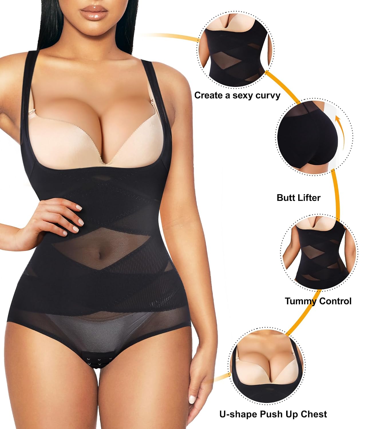 REYEOGO Women's Tummy Control Hi-Waist Shapewear Bodysuit — image 2