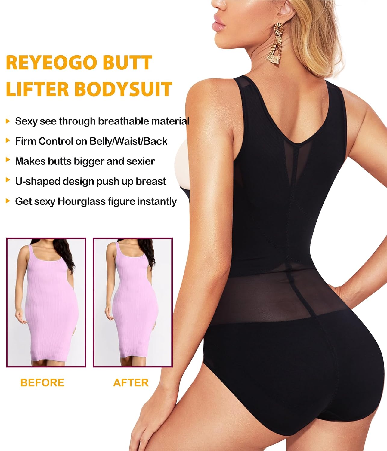 REYEOGO Women's Tummy Control Hi-Waist Shapewear Bodysuit — image 3