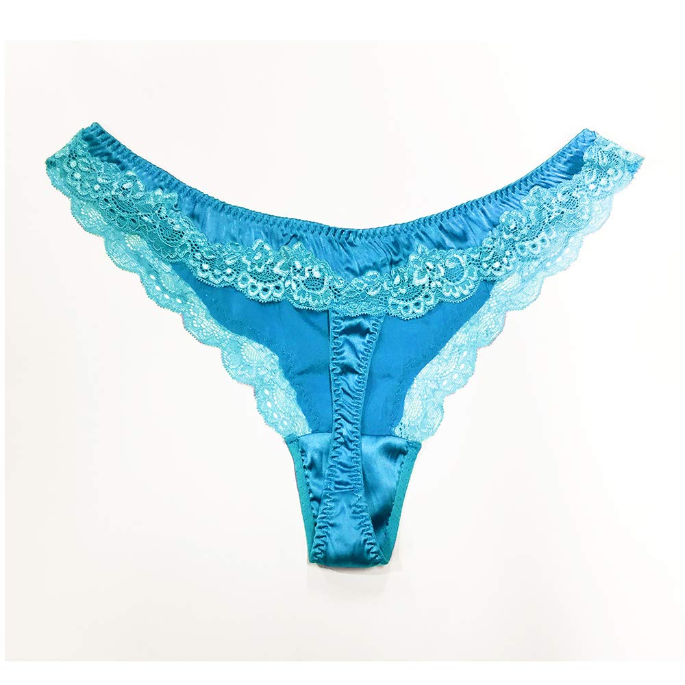 SilRiver Silk Satin Lace Thong Panties — image 3