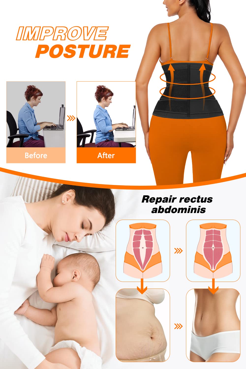 Phateey 3-Strap Waist Trainer Cincher — image 3