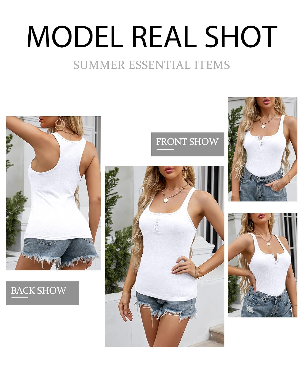Pepochic Women's Ribbed Scoop Neck Cami Tank — image 4