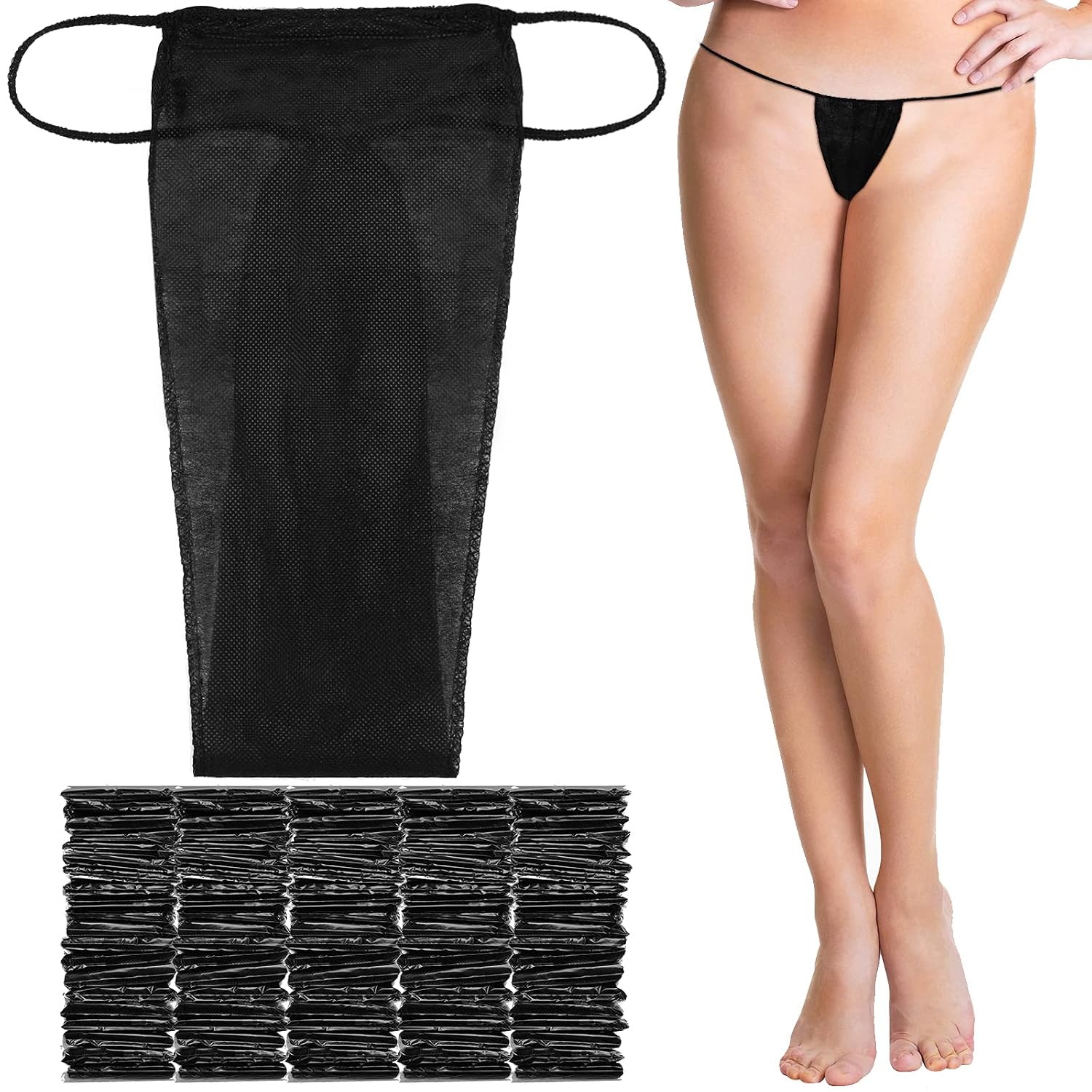 Geyoga 100 Pack Disposable Nonwoven Thong Panties