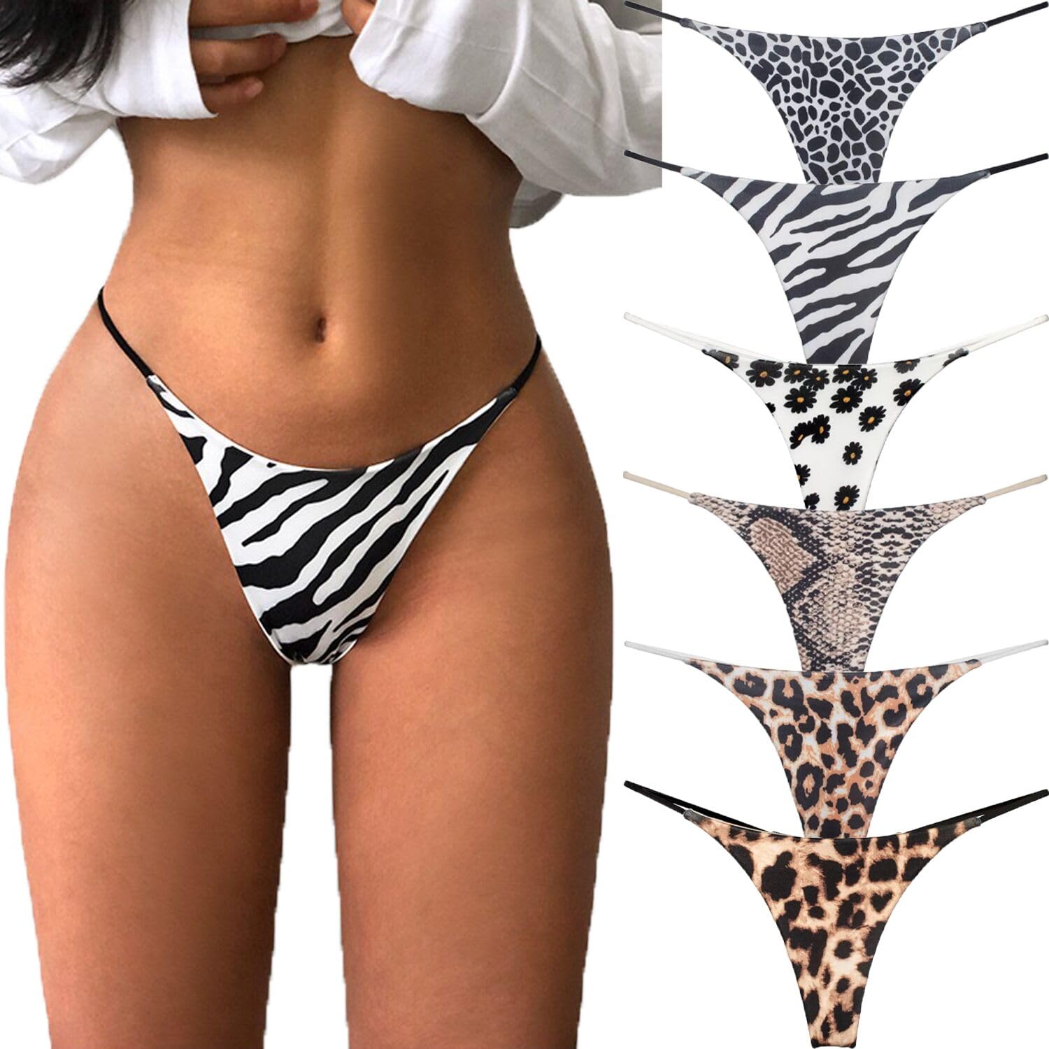 VISSAY Cotton Thongs for Women 6-Pack