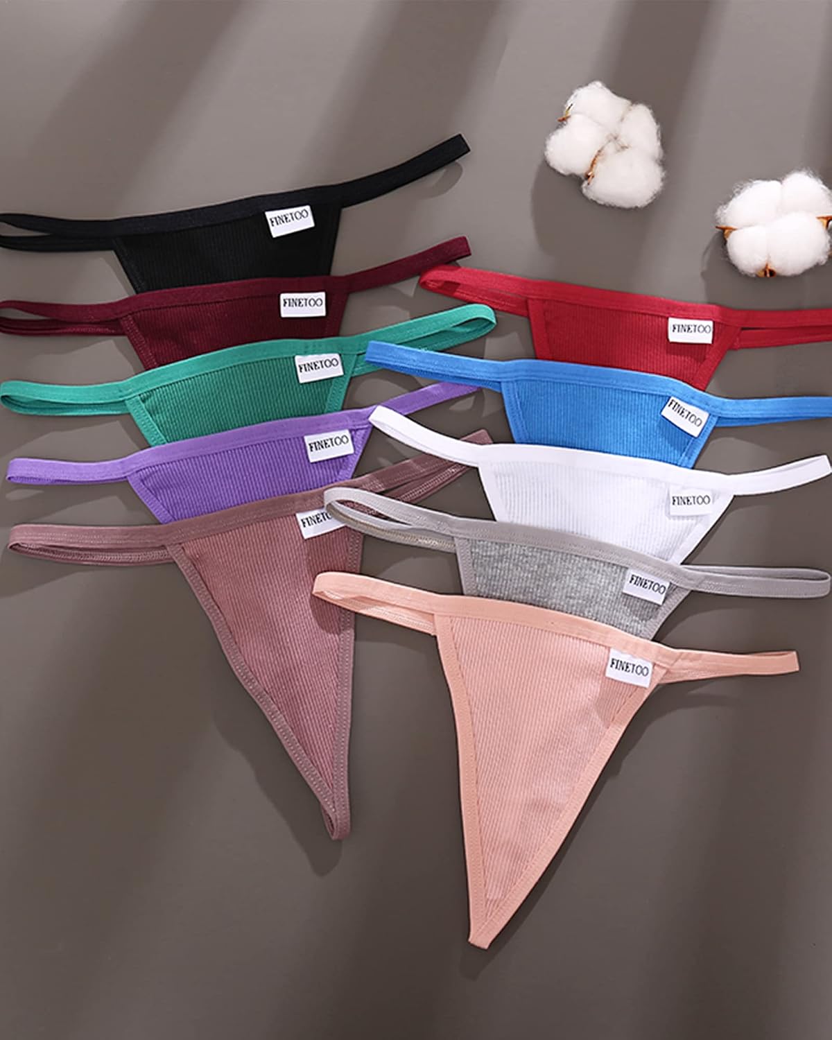 FINETOO 10-Pack Cotton Thongs for Women — image 2