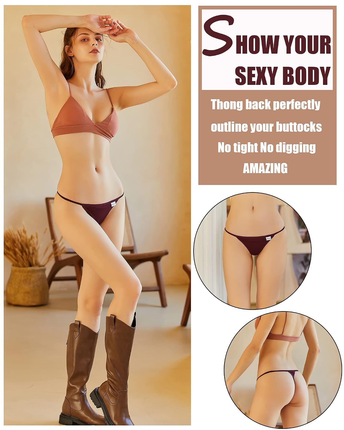FINETOO 10-Pack Cotton Thongs for Women — image 3