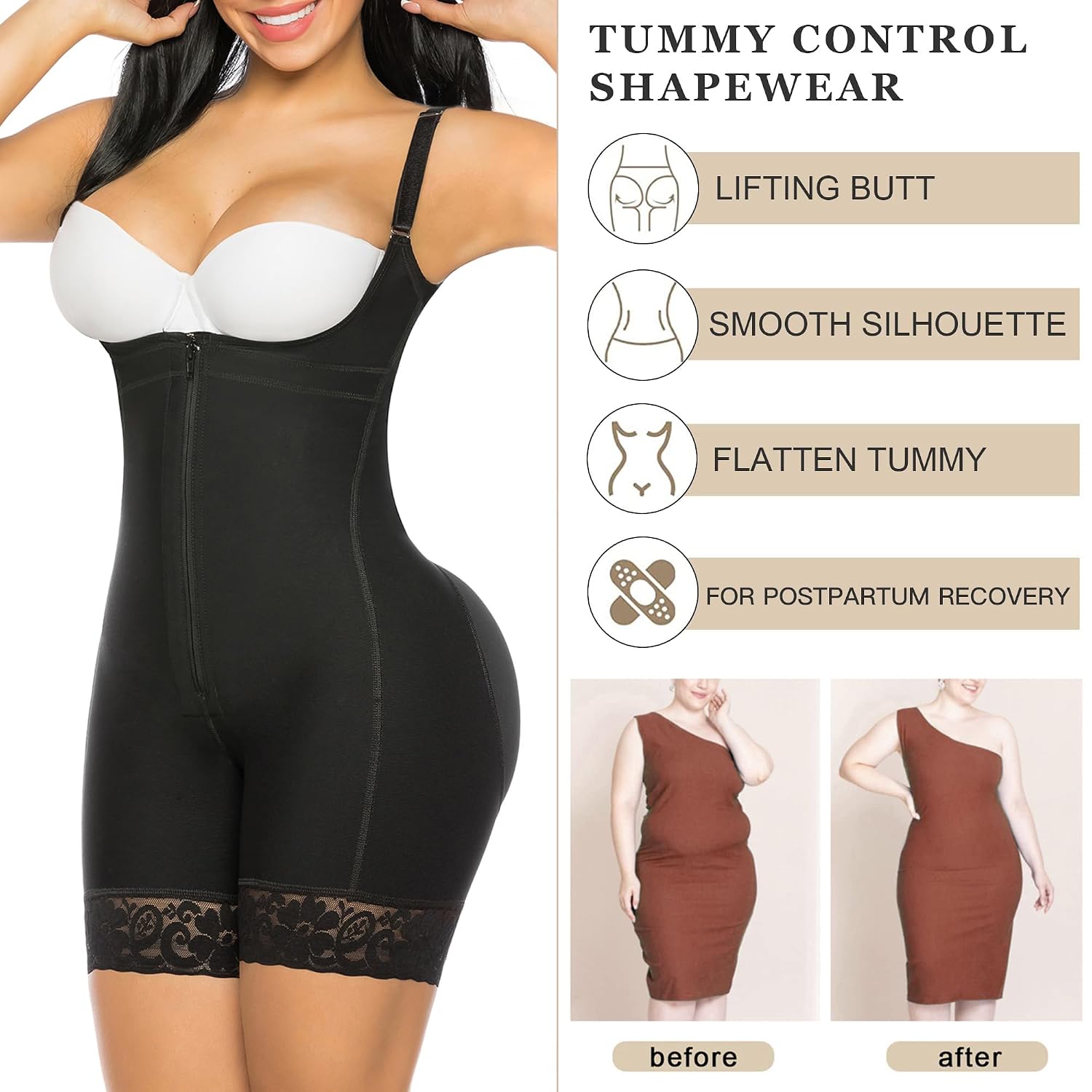 YIANNA Postpartum Tummy Control Shapewear Bodysuit — image 6