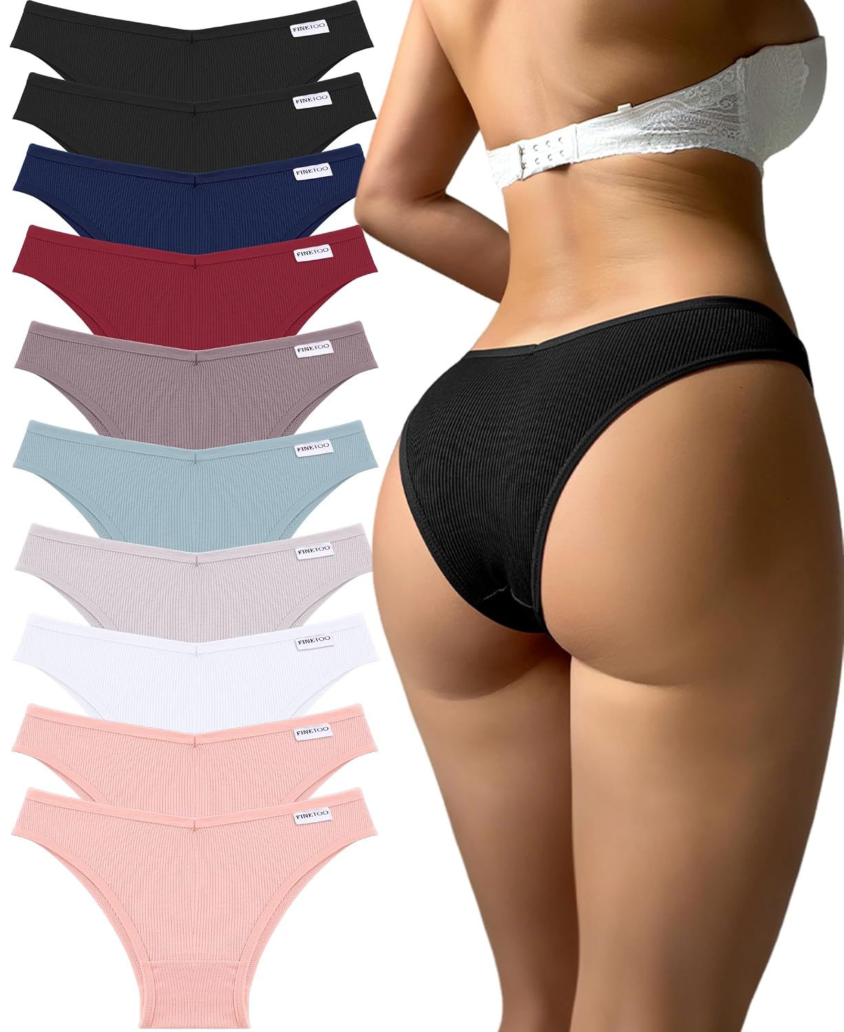 FINETOO Women's Stretch Cotton Cheeky Panties