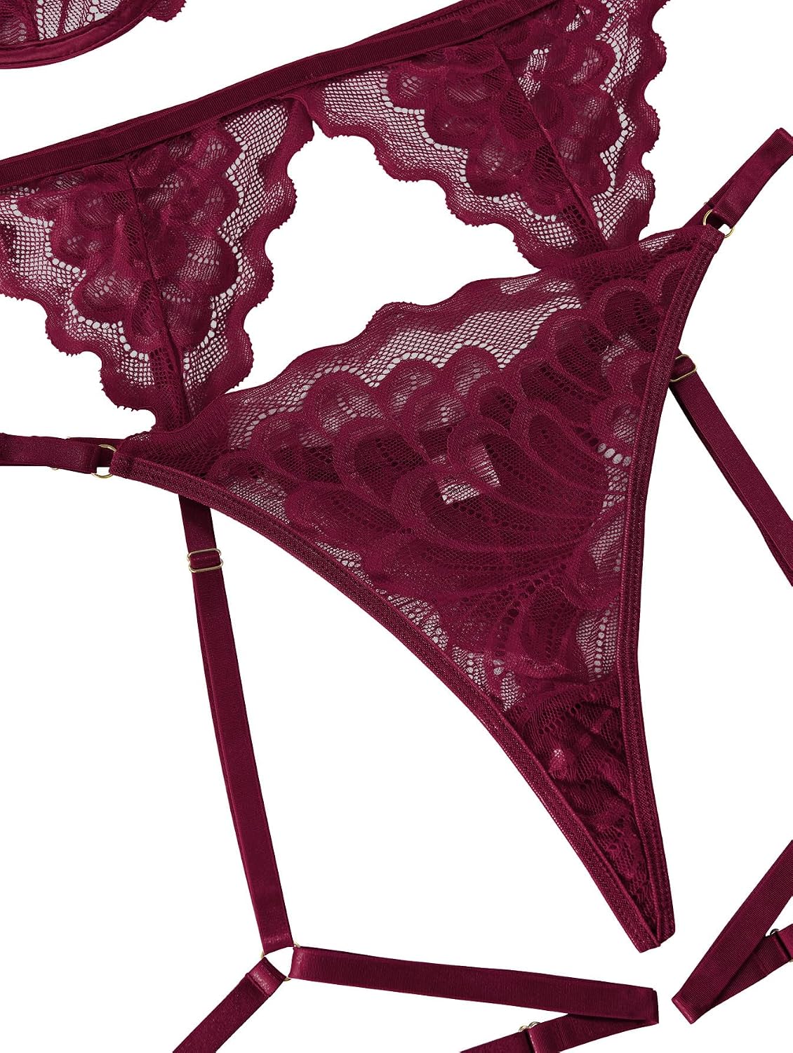 Lilosy 3-Piece Lace Lingerie Set with Garter — image 5