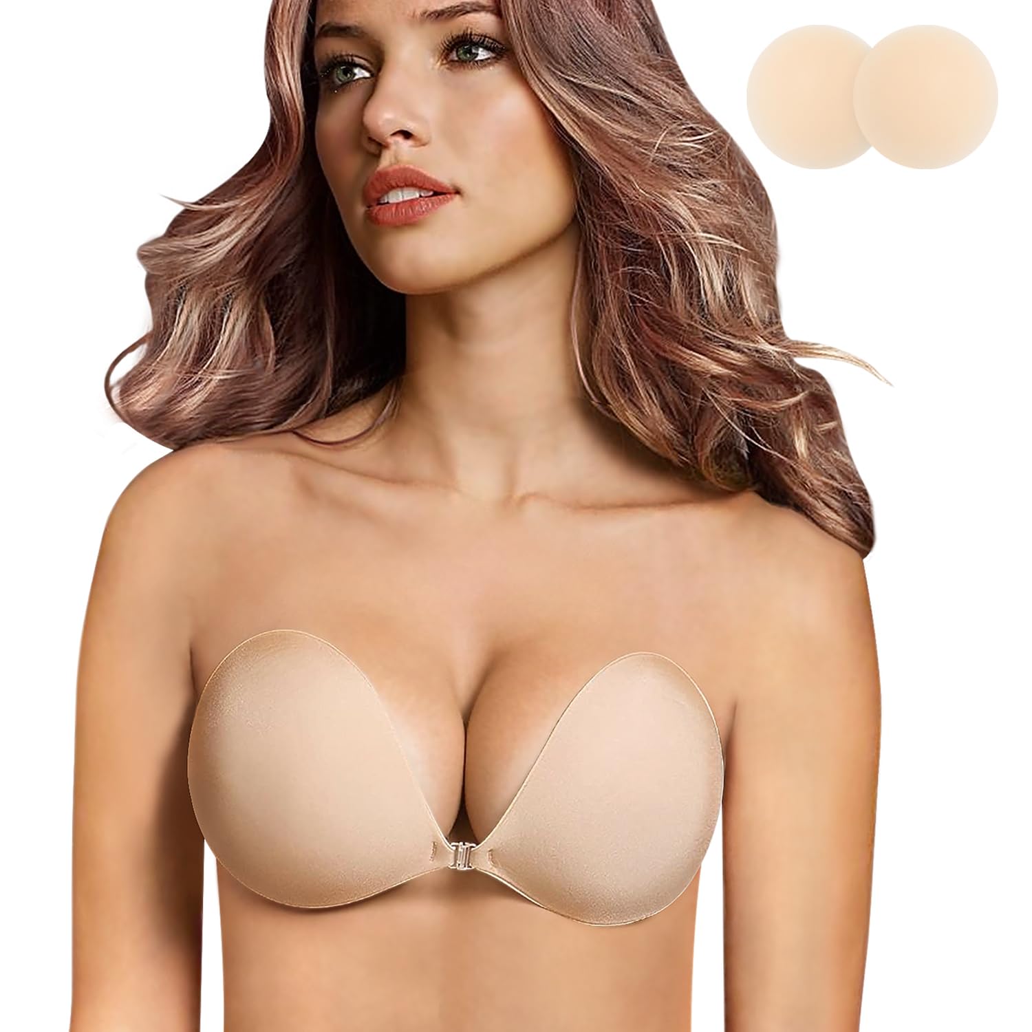 Self-adhesive silicone push-up bra for backless outfits