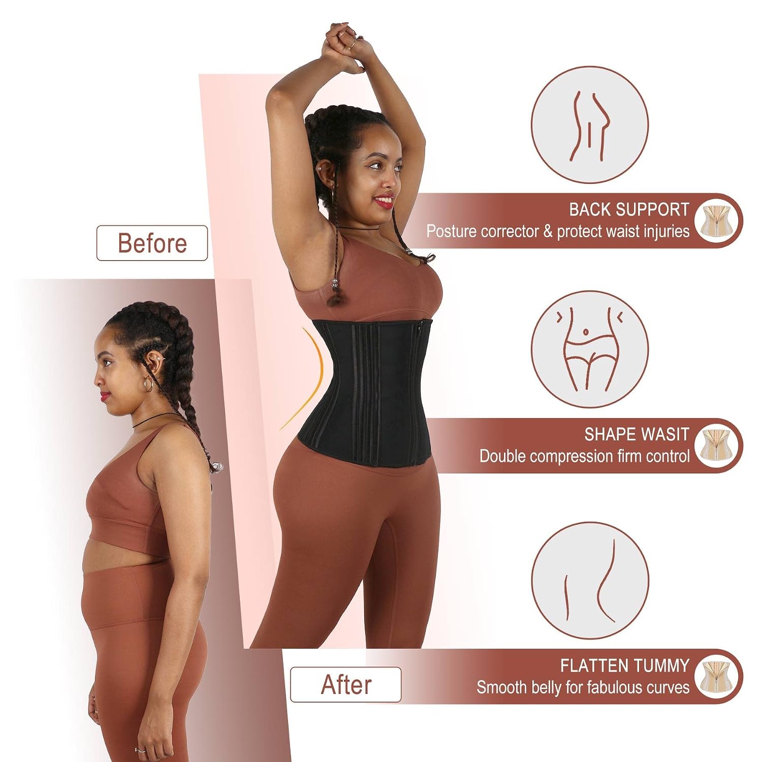 LUXURY-VITA Short Torso Waist Trainer Faja Body Shaper — image 6