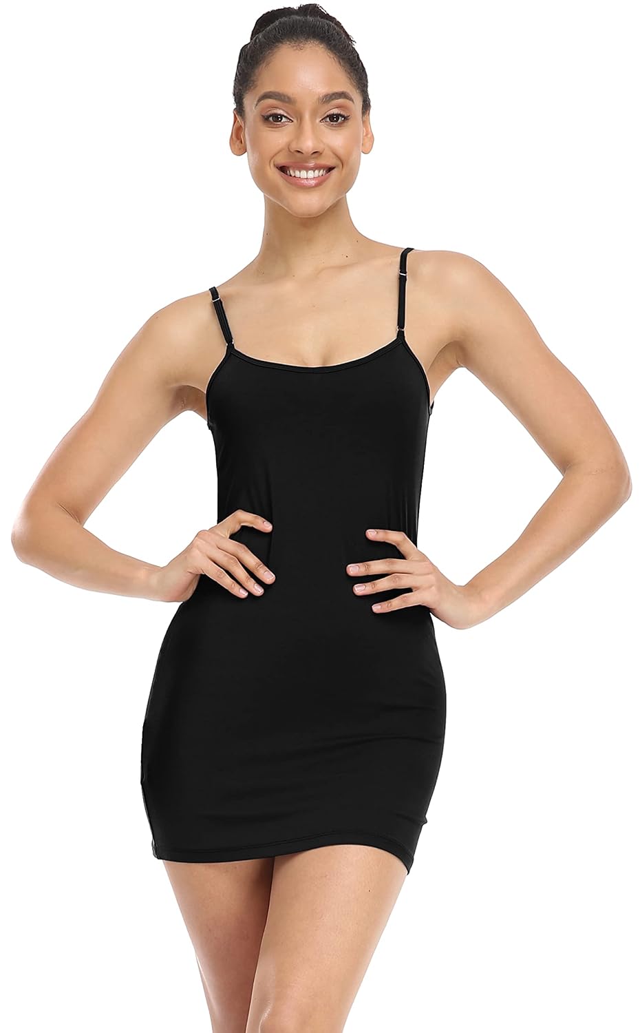 Qaffier Adjustable Spaghetti Strap Mini Slip Dress — image 3