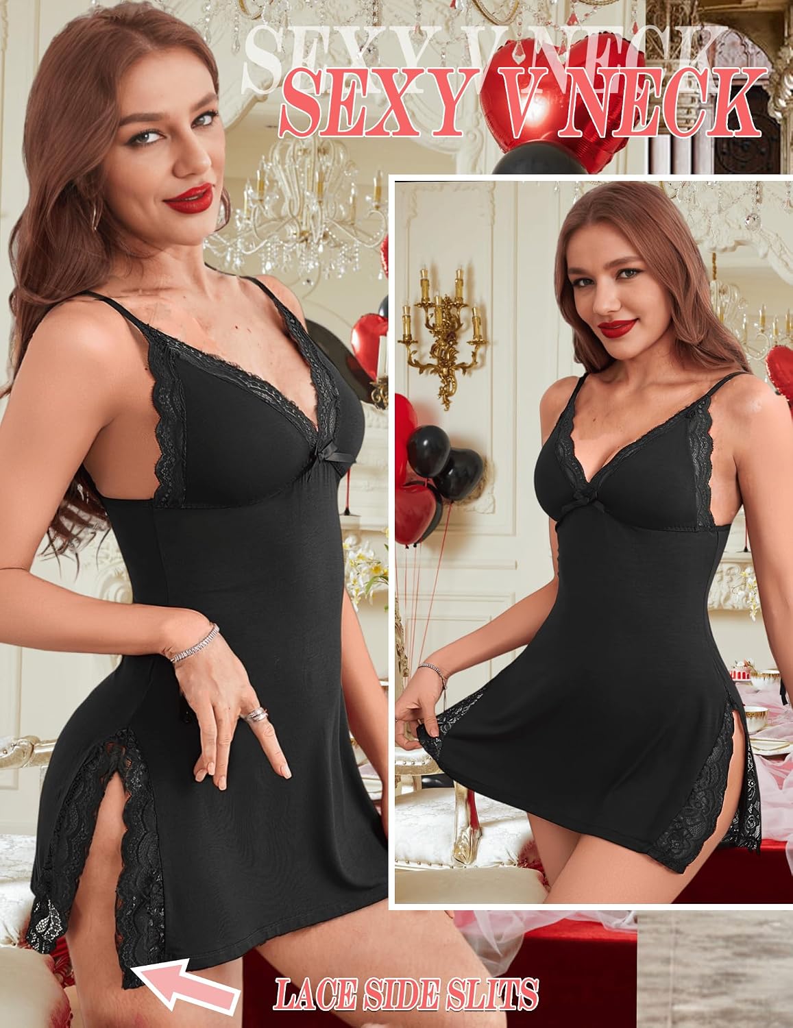 Avidlove Women's Sexy Spaghetti Strap Babydoll Nightgown — image 3