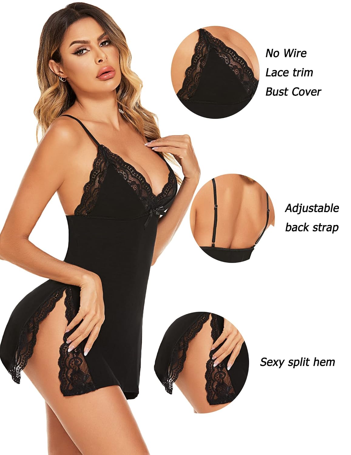 Avidlove Women's Sexy Spaghetti Strap Babydoll Nightgown — image 6