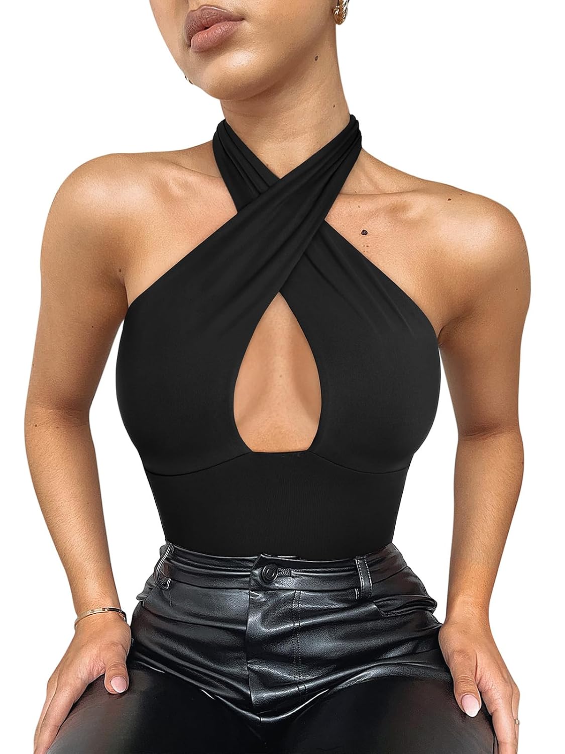 REORIA Trendy Sexy V Neck Sleeveless Bodysuit — image 3