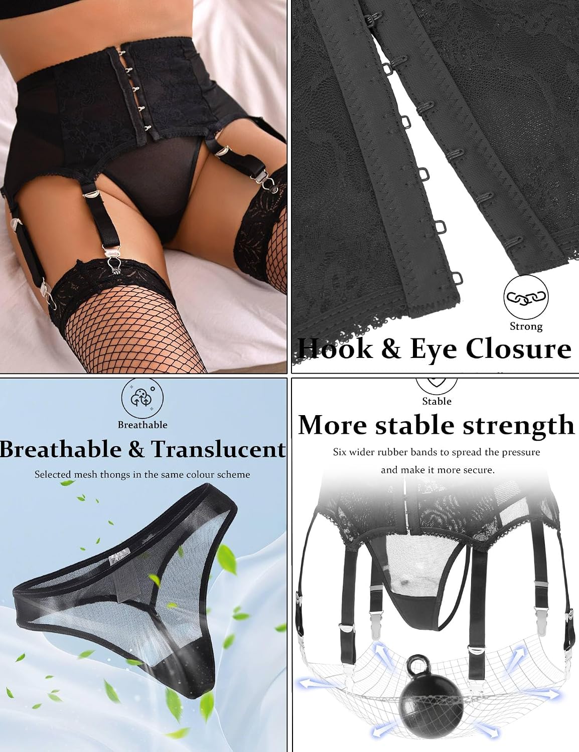 ohyeah Plus Size High Waist Garter Belt Set — image 4