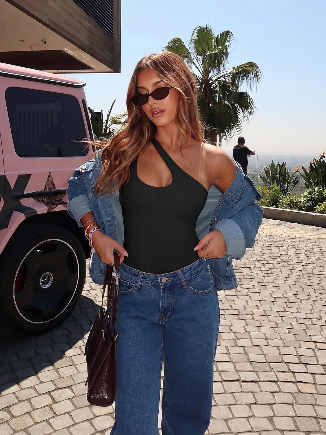 REORIA Plunge One Shoulder Bodysuit for Women — image 5