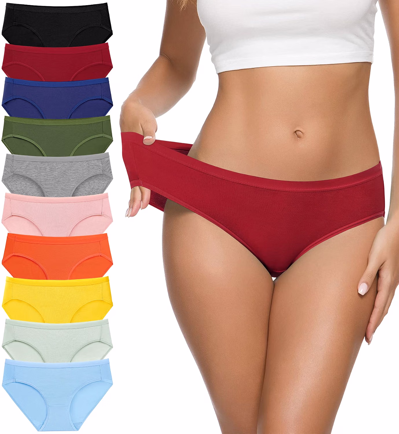 Eiggam Women's Cotton High-Cut Bikini Panties