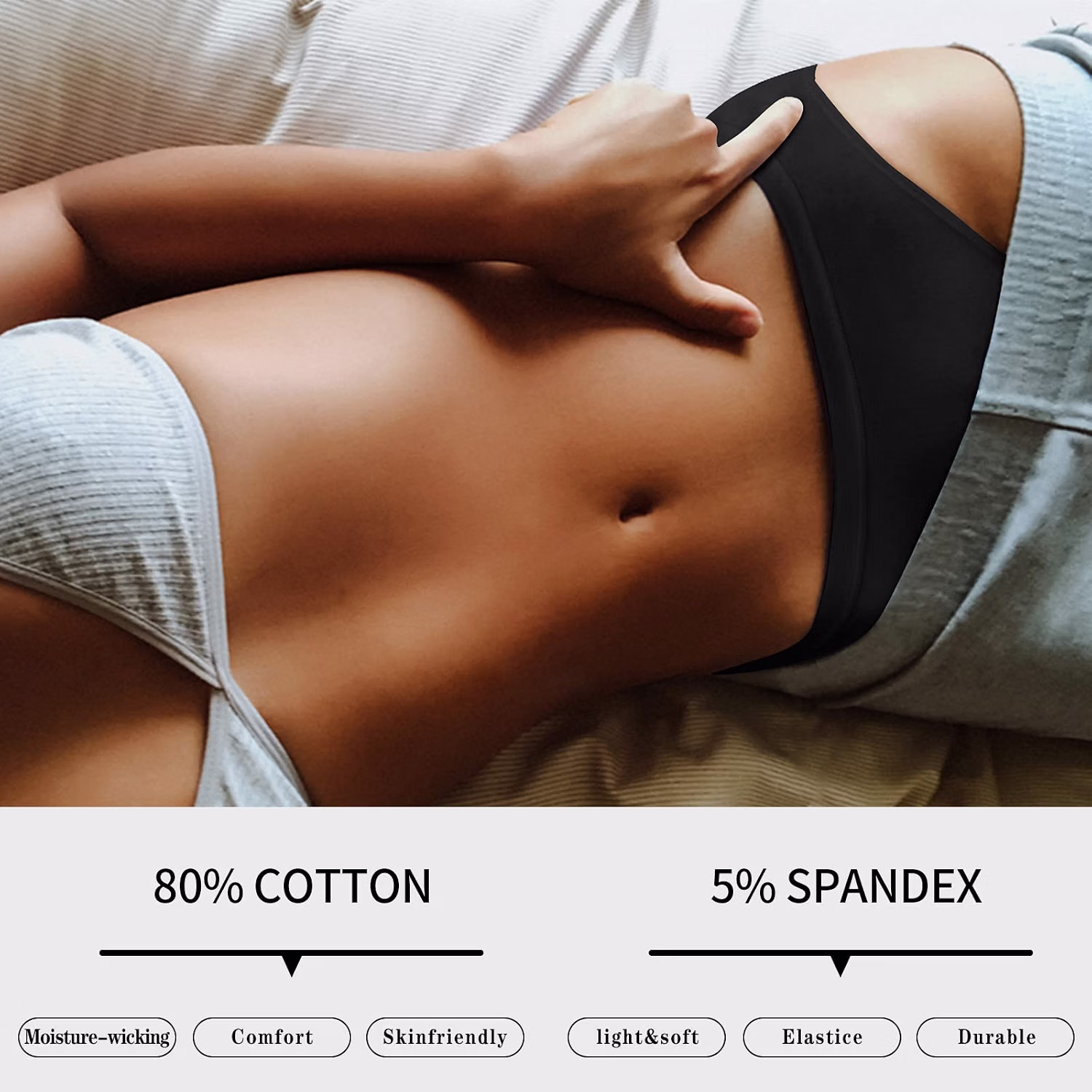 Eiggam Women's Cotton High-Cut Bikini Panties — image 2