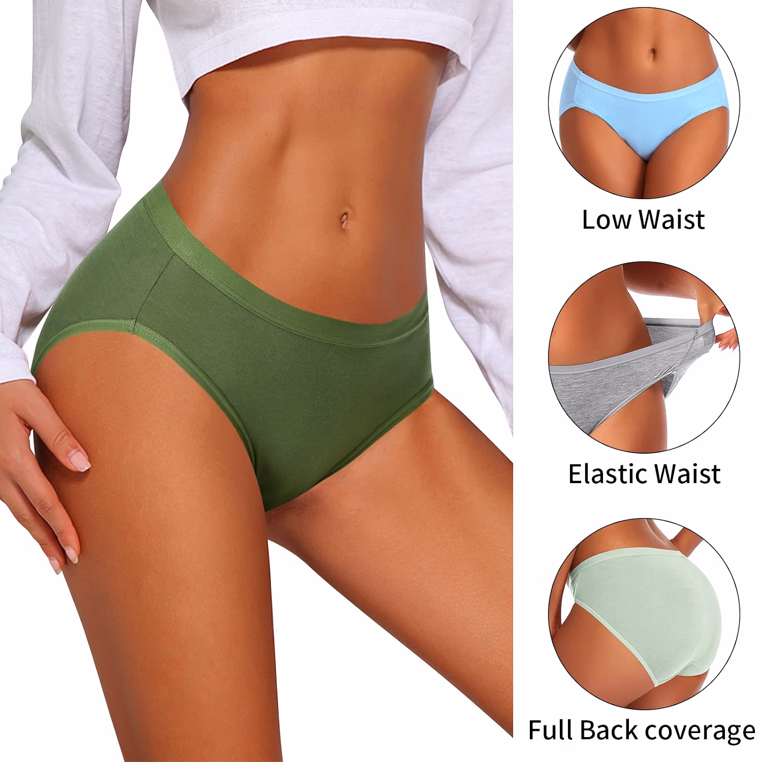 Eiggam Women's Cotton High-Cut Bikini Panties — image 4