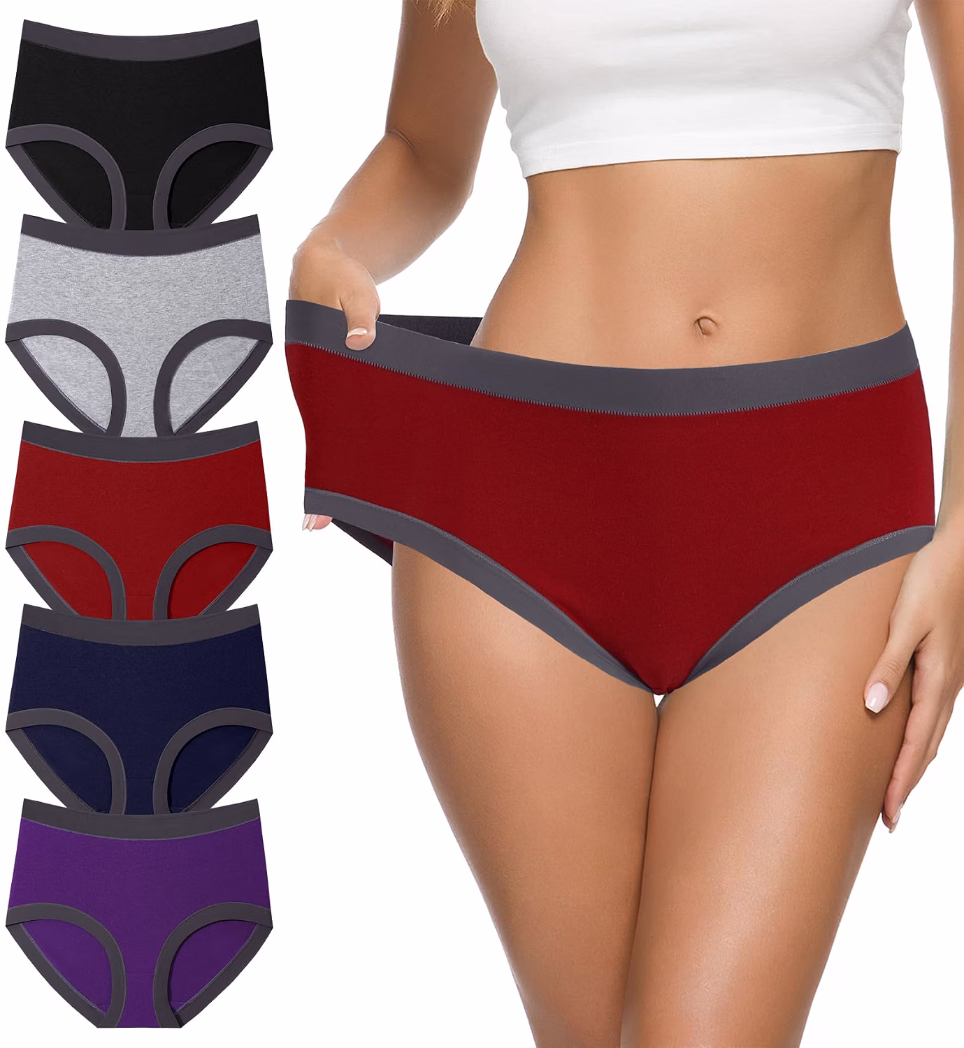 Eiggam Women's Cotton High-Cut Bikini Panties — image 9