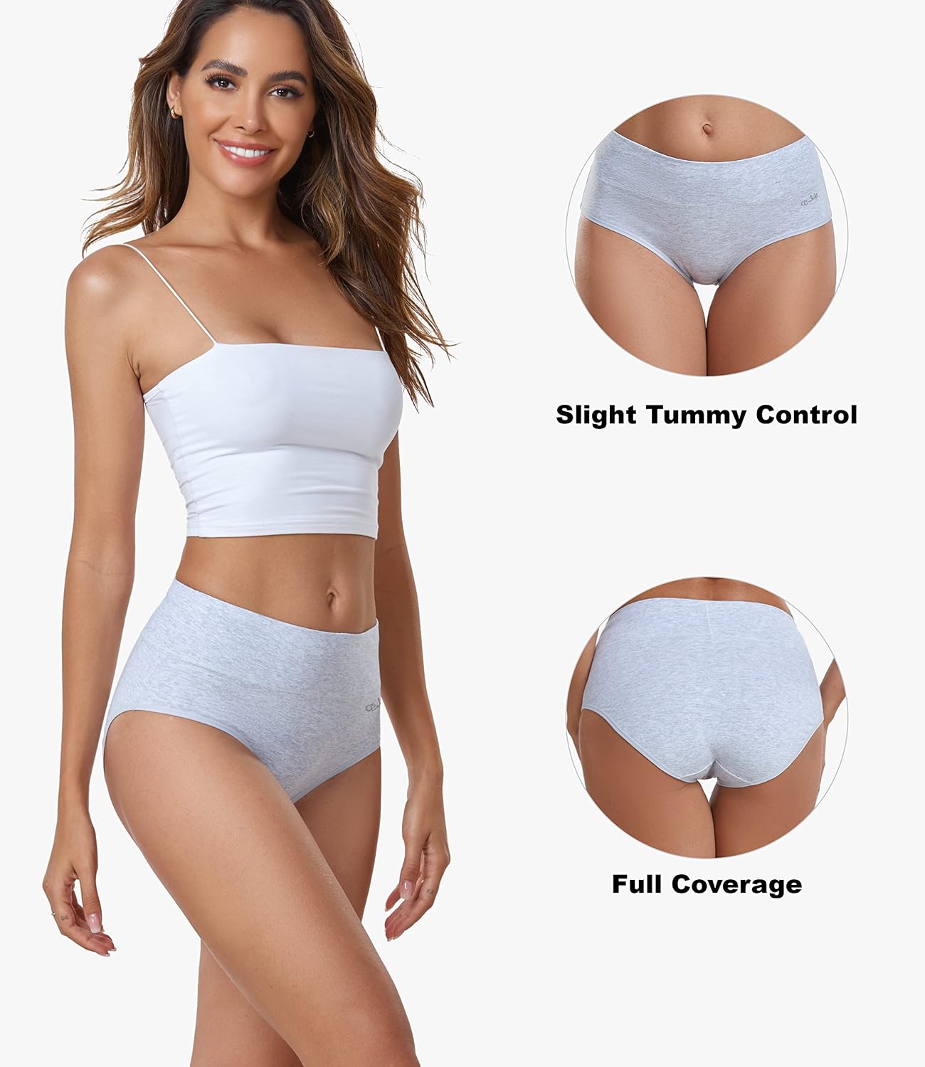 Coskefy Women's High Waisted Cotton Briefs 5 Pack — image 2