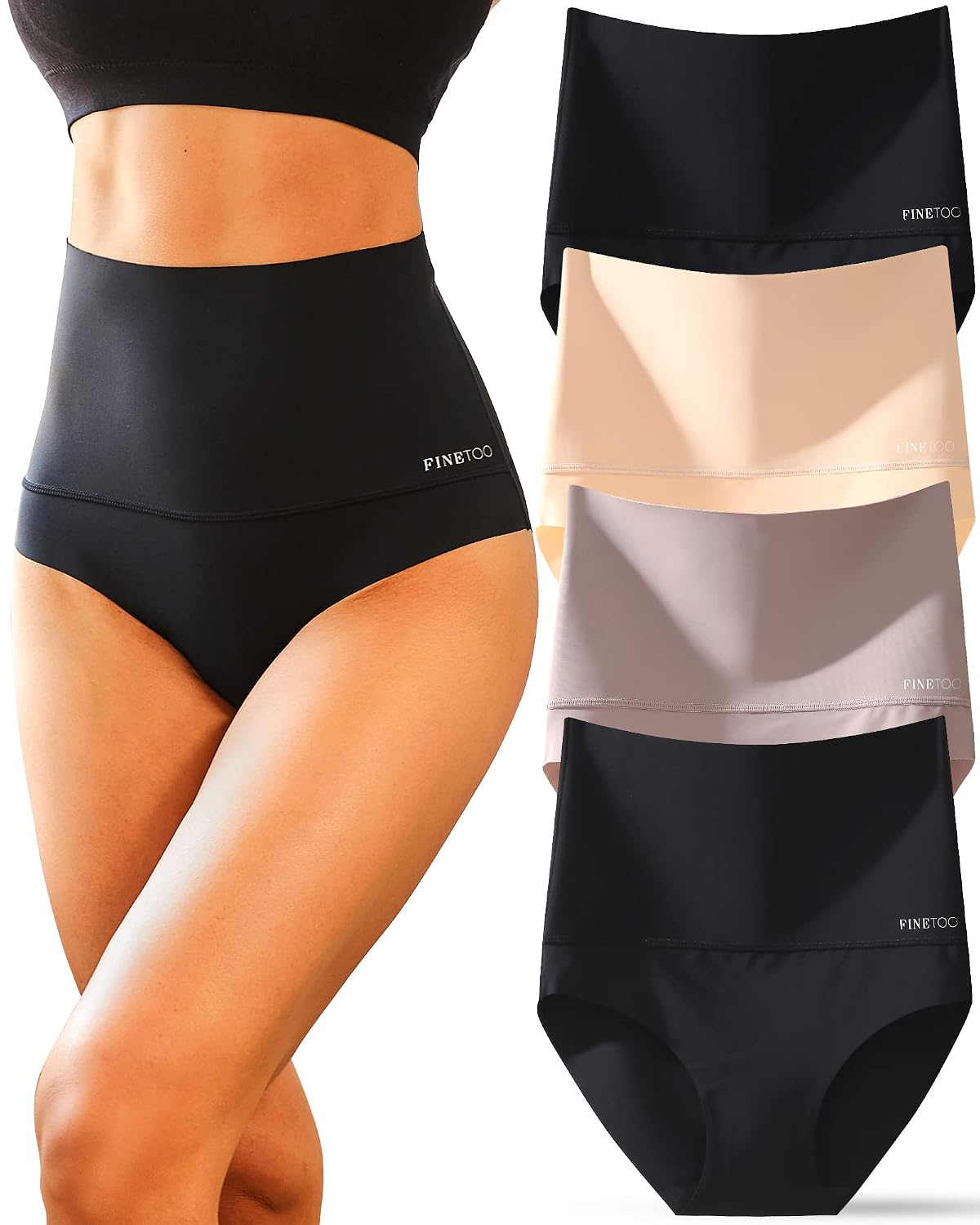 FINETOO High Waisted Tummy Control Shapewear Briefs