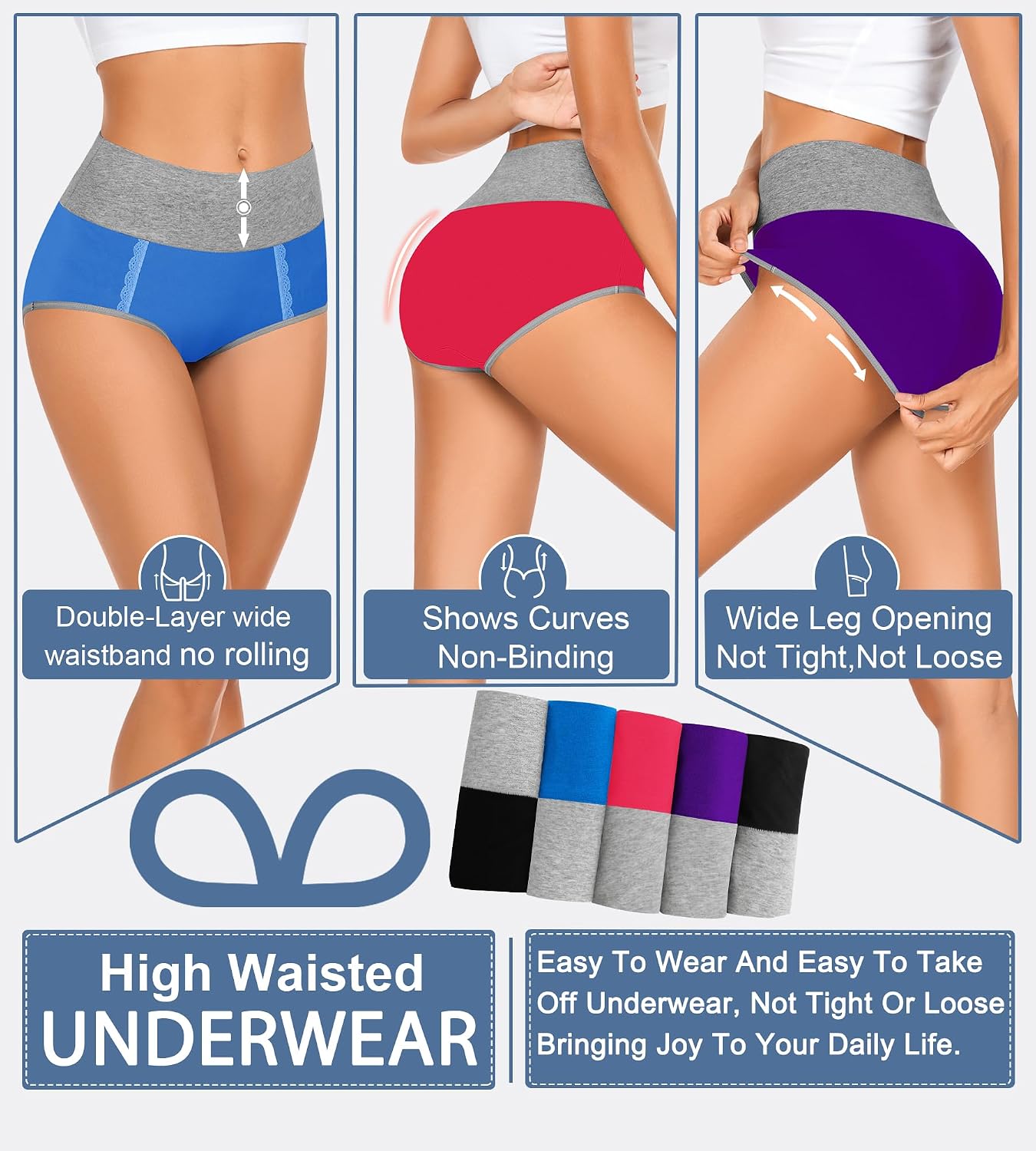 MISSWHO Cotton High Waisted Panties Multipack — image 2