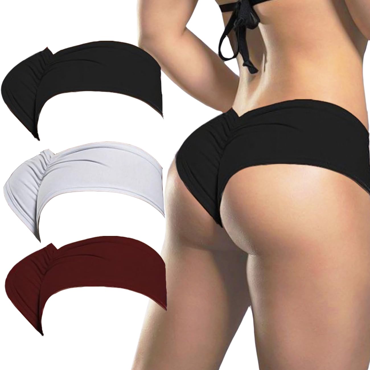 PBQOA Ruched Butt Lifting Yoga Briefs 3 Pack