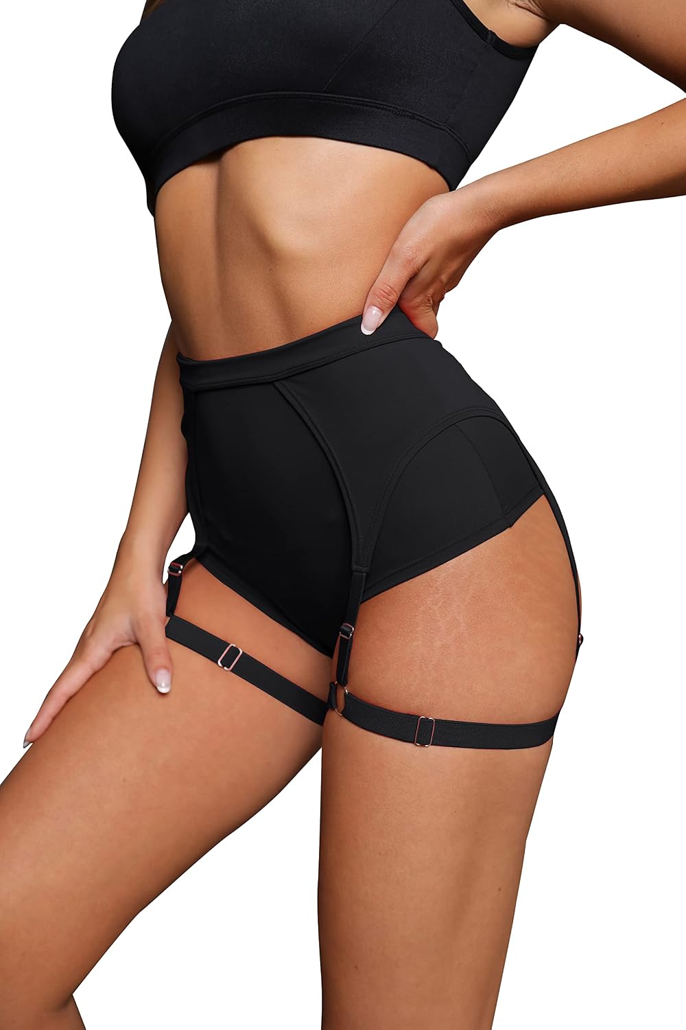 BZB High Waisted Booty Shorts with Garters — image 4