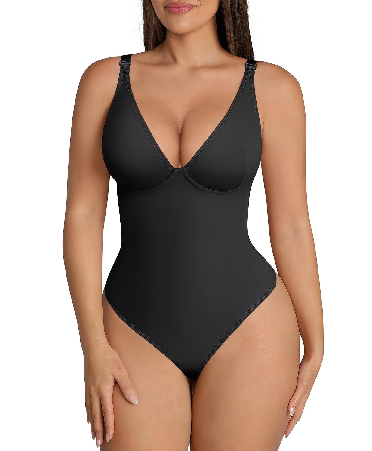 FeelinGirl Tummy Control Deep V Bodysuit