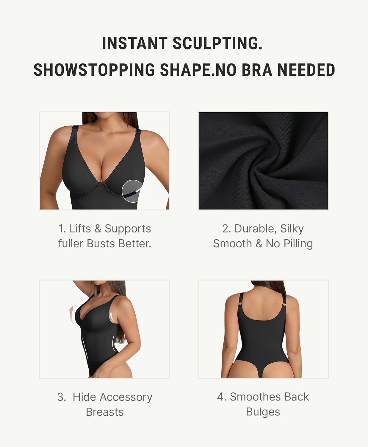 FeelinGirl Tummy Control Deep V Bodysuit — image 3