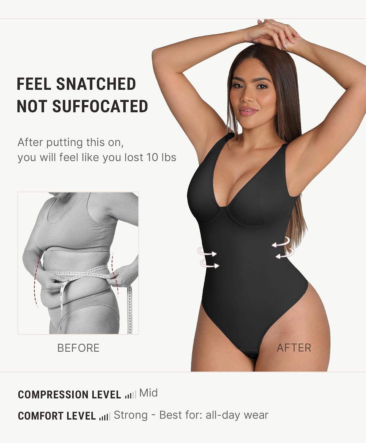 FeelinGirl Tummy Control Deep V Bodysuit — image 4