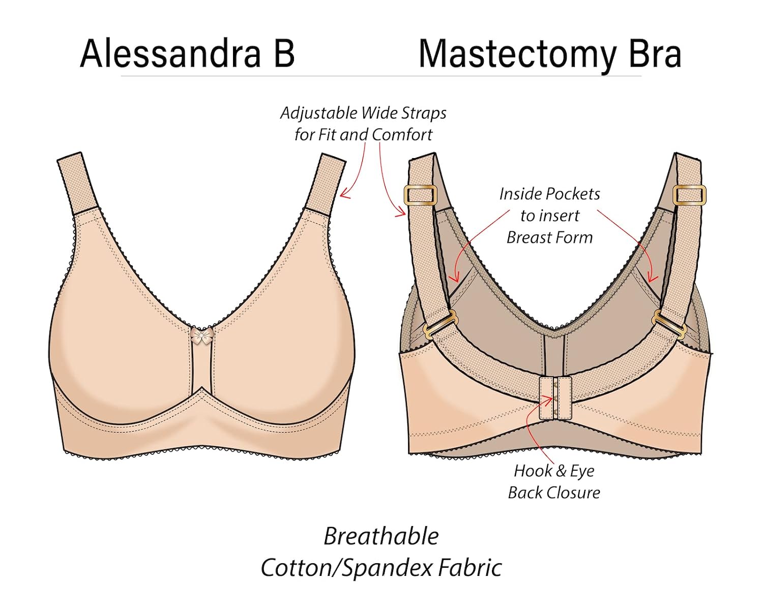 Alessandra B Mastectomy Bra with Pockets — image 3