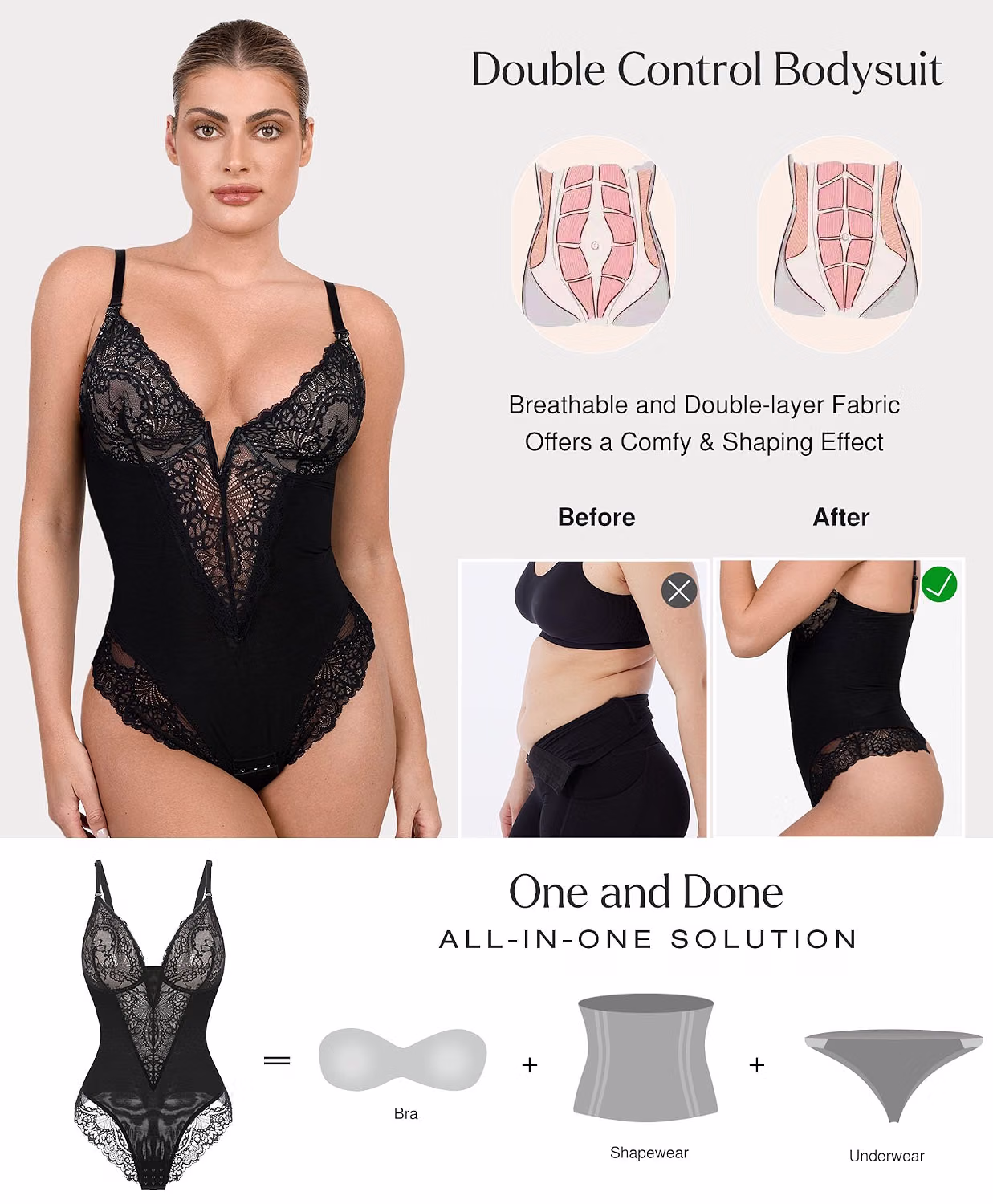 Popilush Tummy Control Lace Corset Bodysuit — image 2