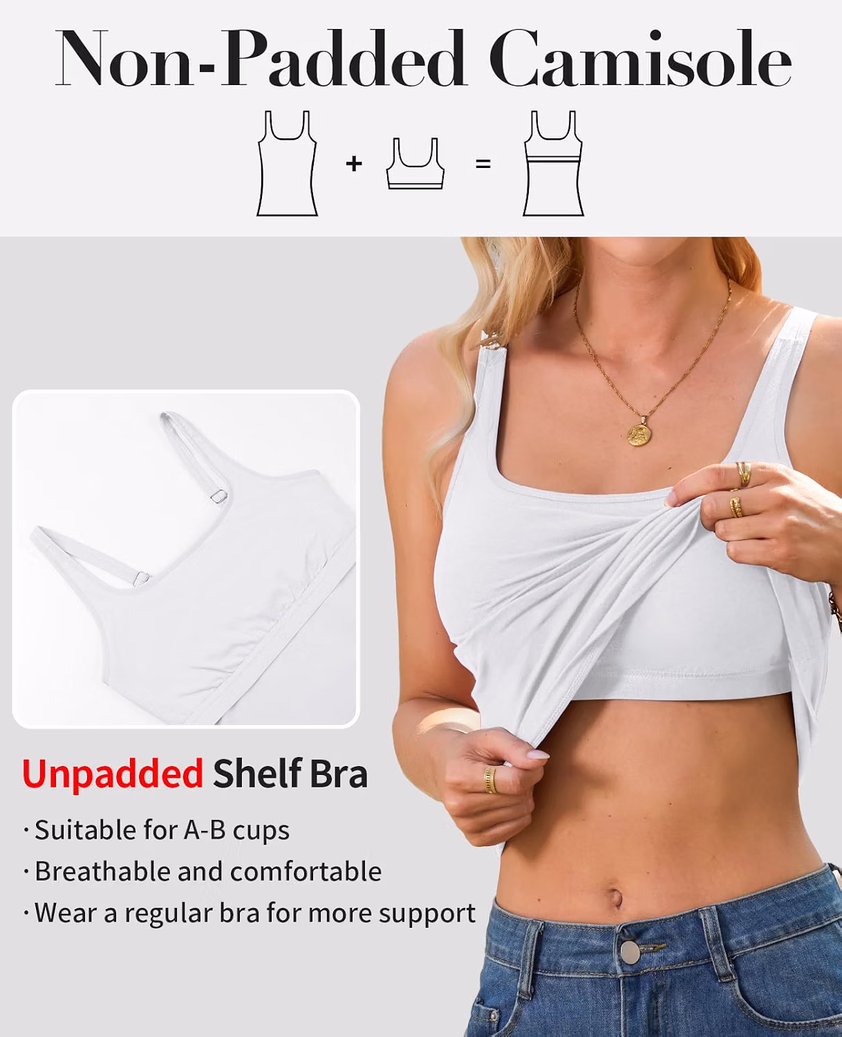 V FOR CITY Women's Cotton Tank with Shelf Bra — image 3