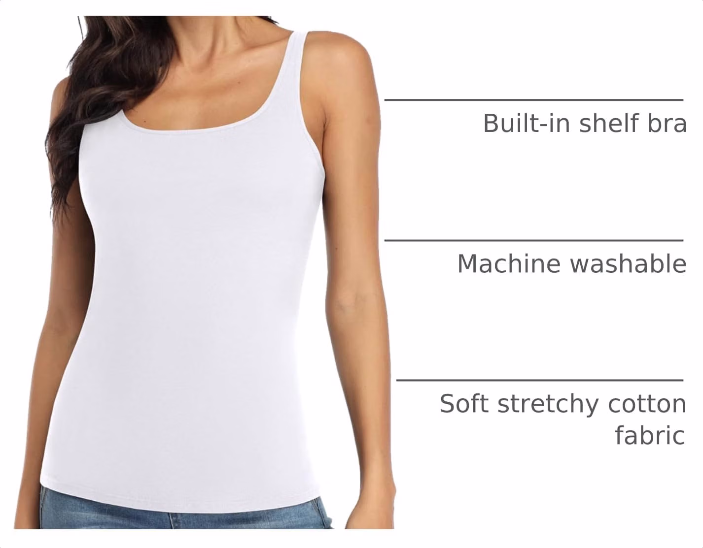 V FOR CITY Women's Cotton Tank with Shelf Bra — image 4