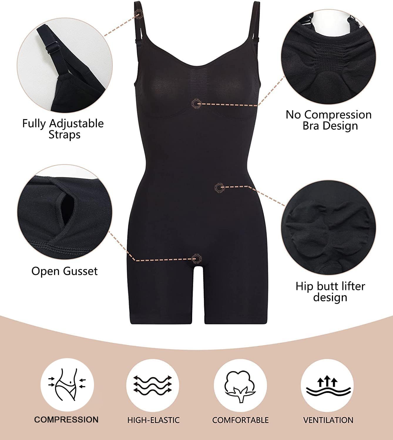 SHAPERX Tummy Control Bodysuit Shorts — image 3