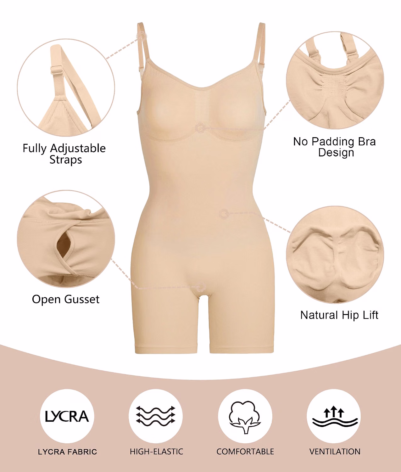 SHAPERX Tummy Control Bodysuit Shaper — image 4