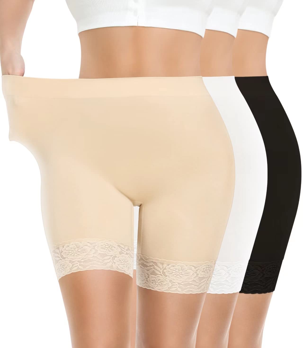 Yeblues 3-Pack Lace Slip Shorts for Women