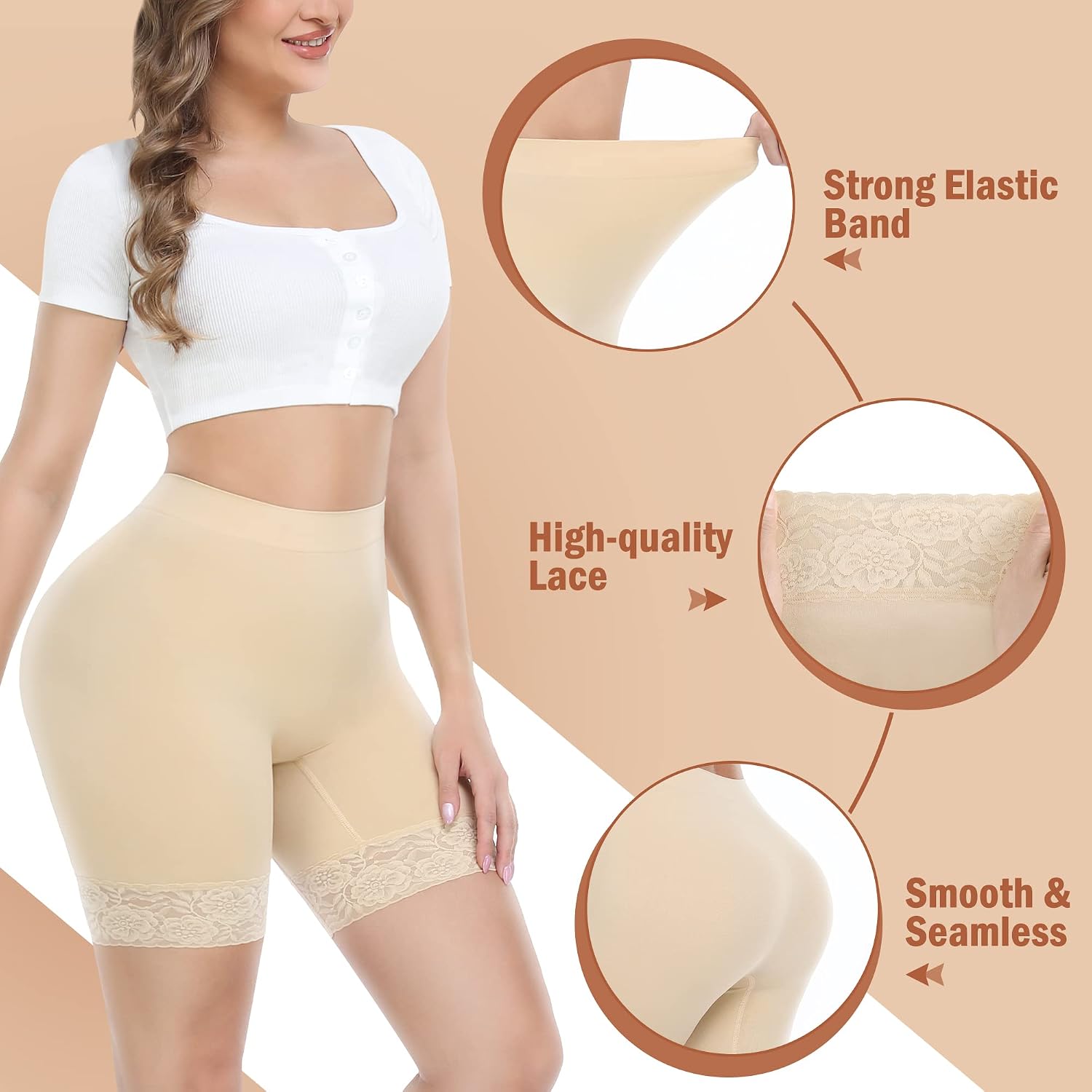 Yeblues 3-Pack Lace Slip Shorts for Women — image 4