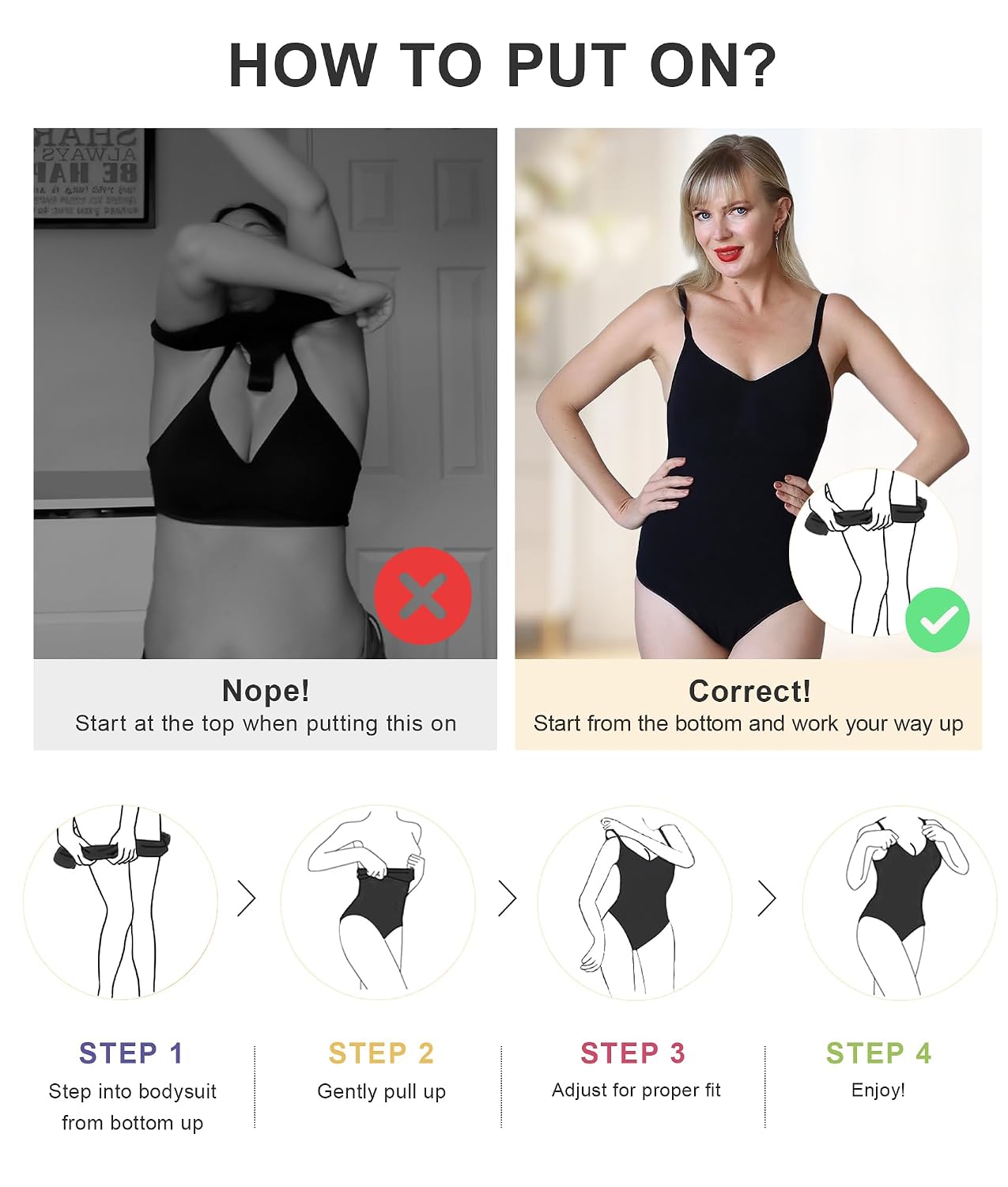 SHAPERX Women's Waist Snatching Seamless Bodysuit — image 5