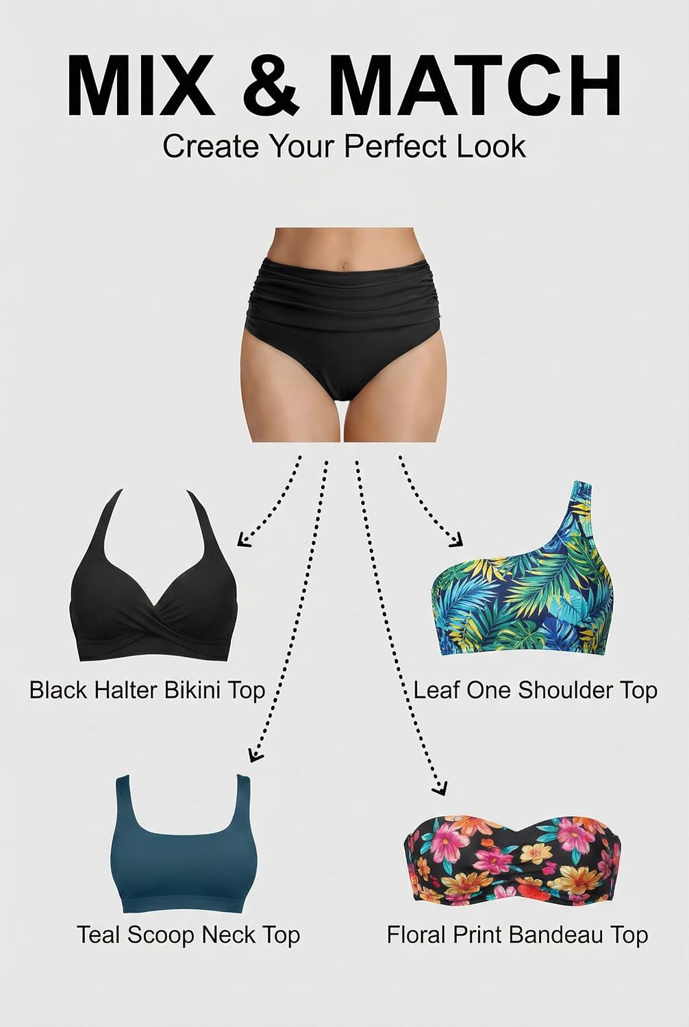 Tempt Me High Waisted Tummy Control Ruched Bikini Bottom — image 5