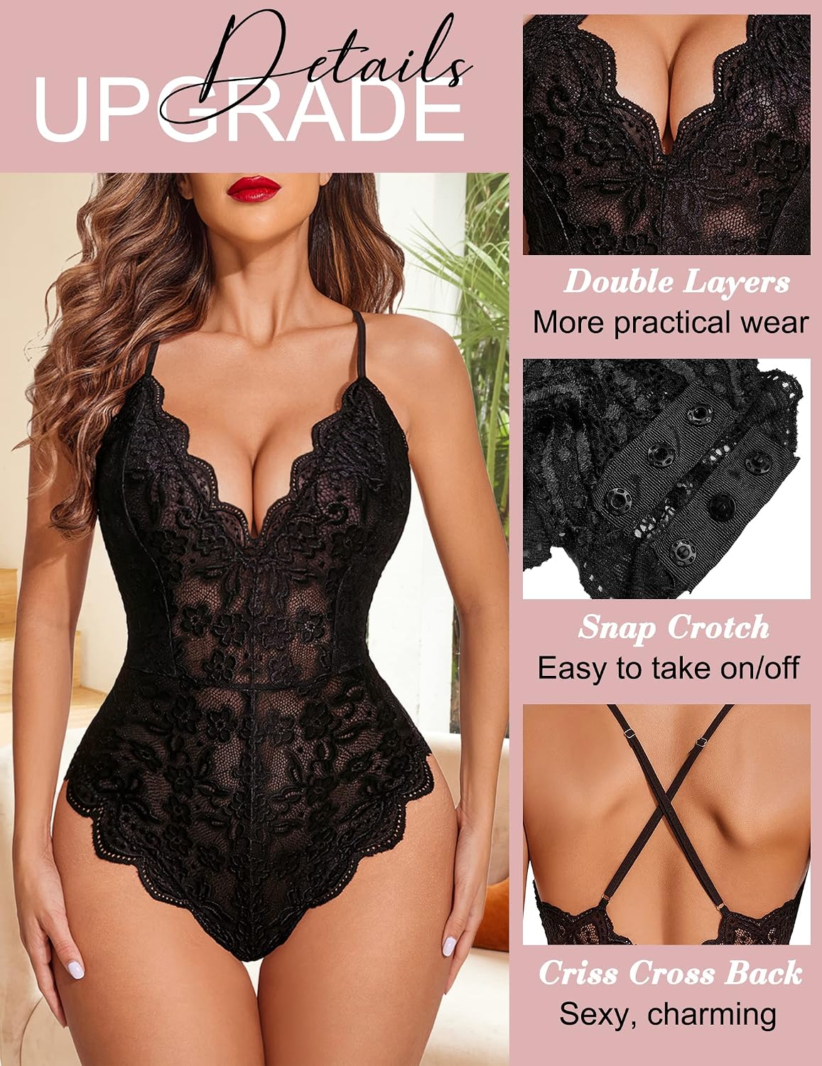 Avidlove Lace Teddy Bodysuit with Snap Crotch — image 2