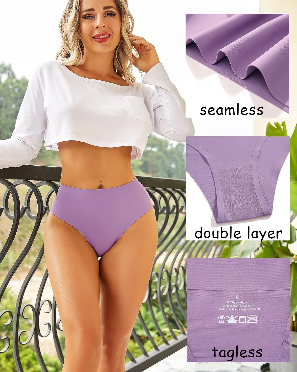 FINETOO High Waisted Seamless Panties 6 Pack — image 5