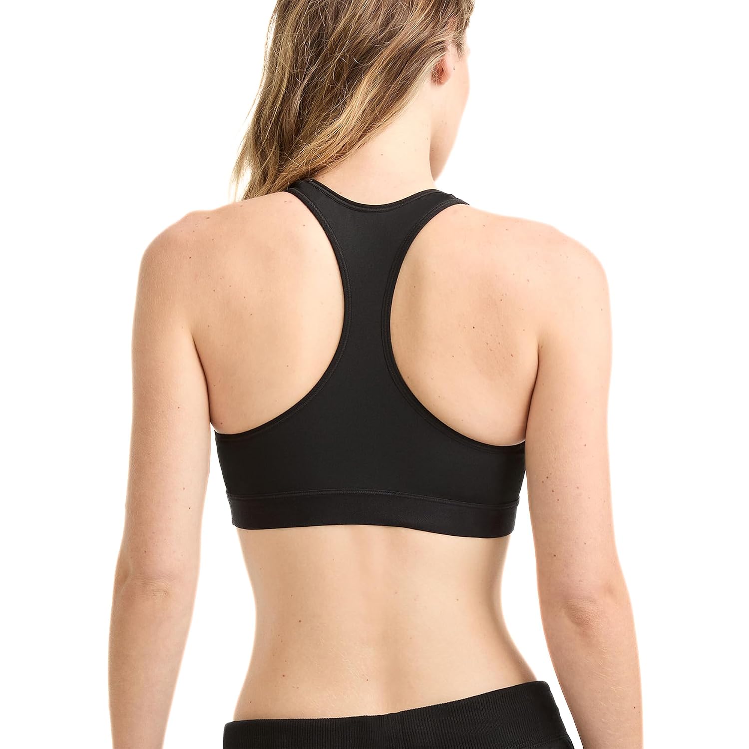 Champion high-impact sports bra, rear view of the racerback and wide underband
