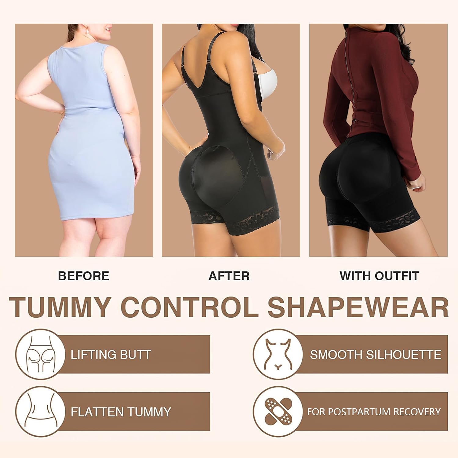 YIANNA Tummy Control Shapewear with Zipper Crotch — image 6