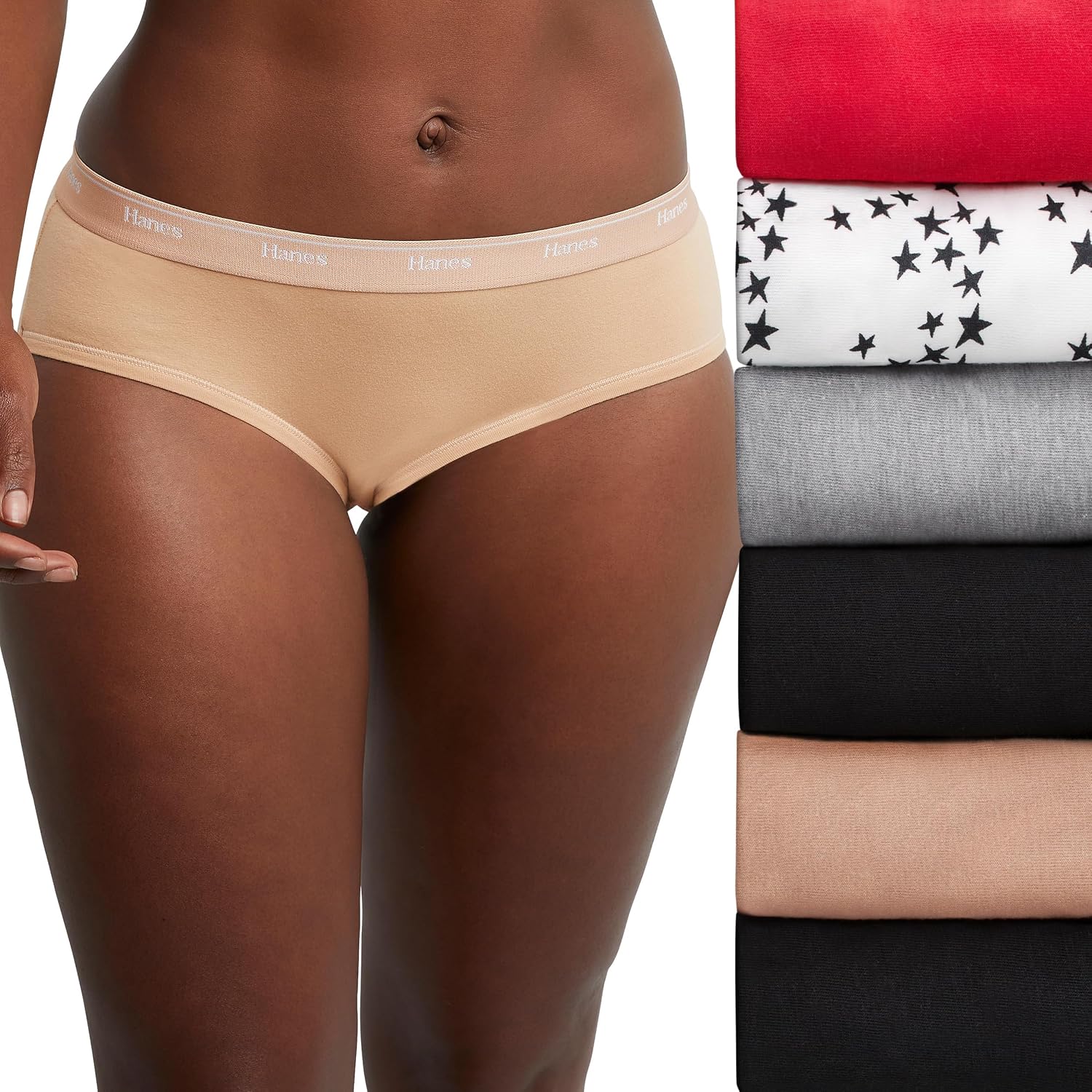 Hanes Women's 6-Pack Stretch Cotton Hipster Panties